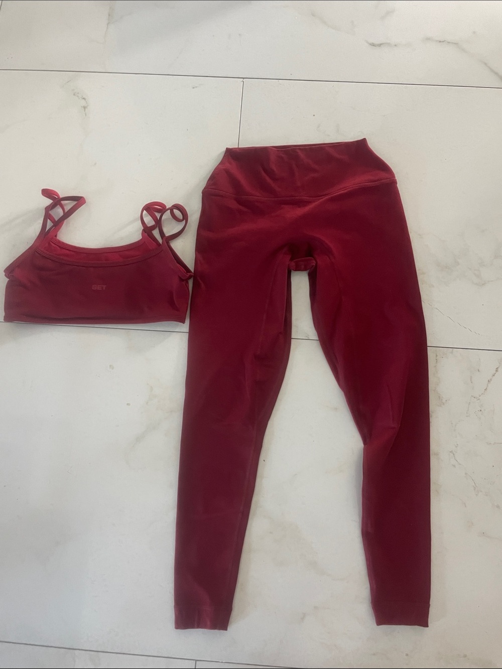 SET Active Burgundy Sports Bra and High-Waist Leggings
